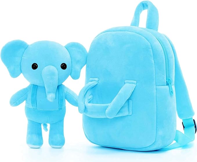 Kids Elephant Velvet Backpack – Soft Mini Playschool & Kindergarten Bag (Ages 1–5 Years)