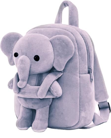 Kids Elephant Velvet Backpack – Soft Mini Playschool & Kindergarten Bag (Ages 1–5 Years)