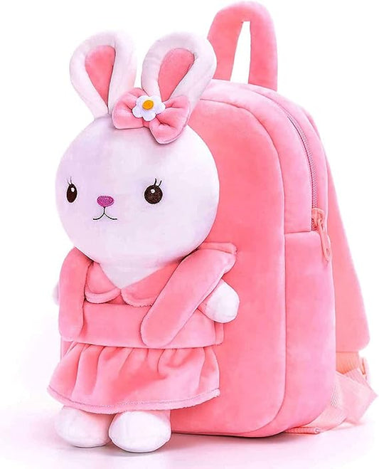 Kids Rabbit Velvet Doll Backpack – Mini Playschool & Kindergarten Bag (Ages 1–5 Years)